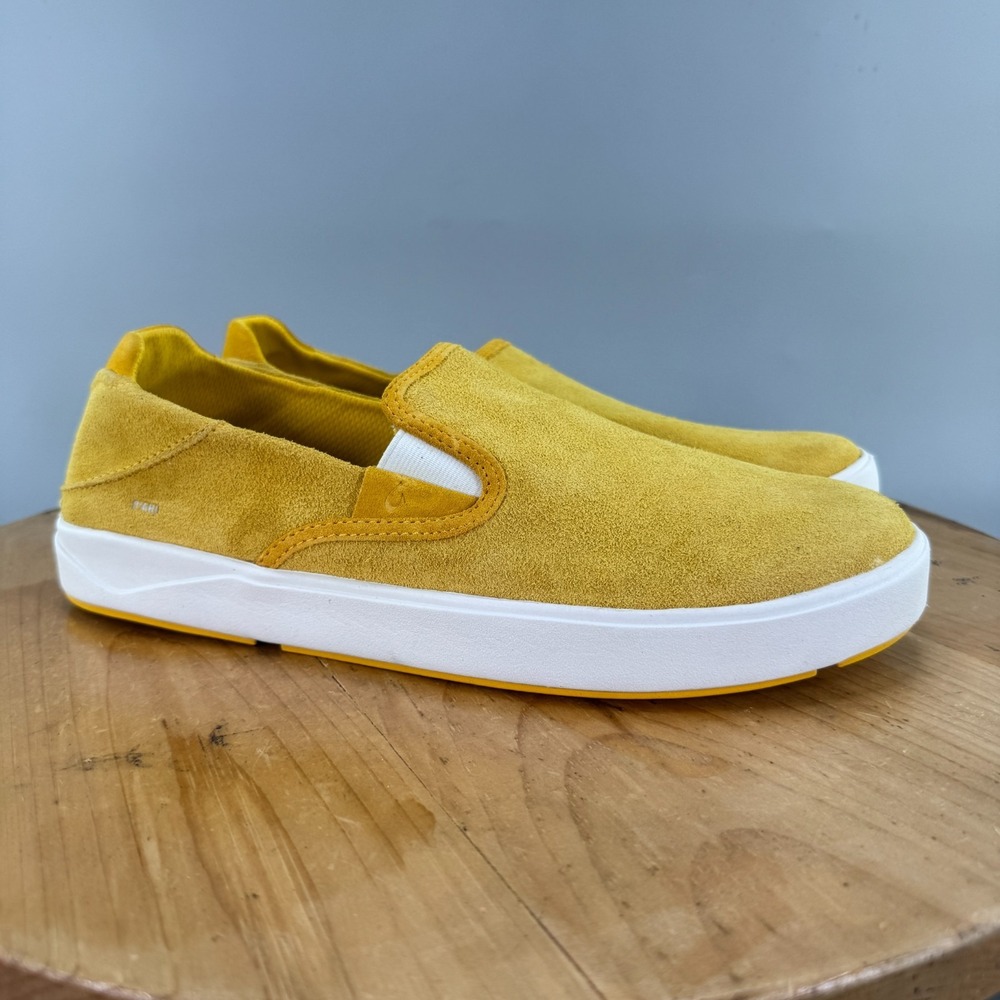 OluKai Lae'ahi Suede Slip-On Men's Size 10.5 Shoes Mango Yellow Casual Sneakers
